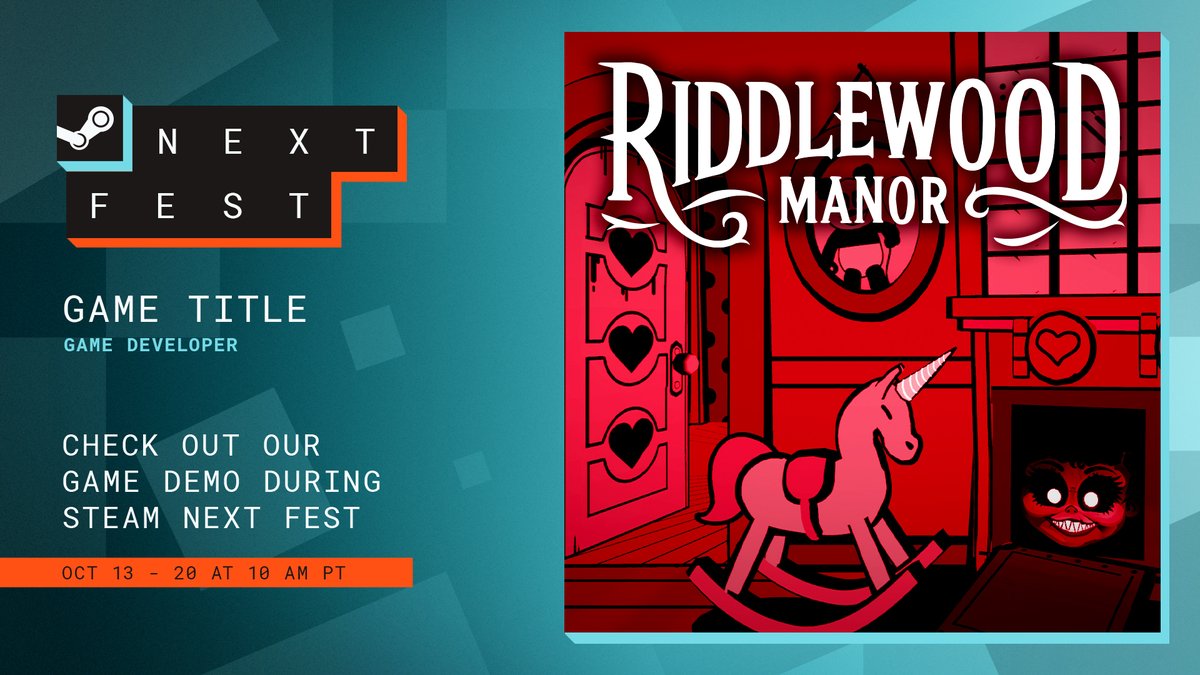 Riddlewood Manor is in #SteamNextFest!

We've launched an updated demo with voice acting, a map of the manor, and two never-before-seen rooms 🙈

#indiegames #indiehorror