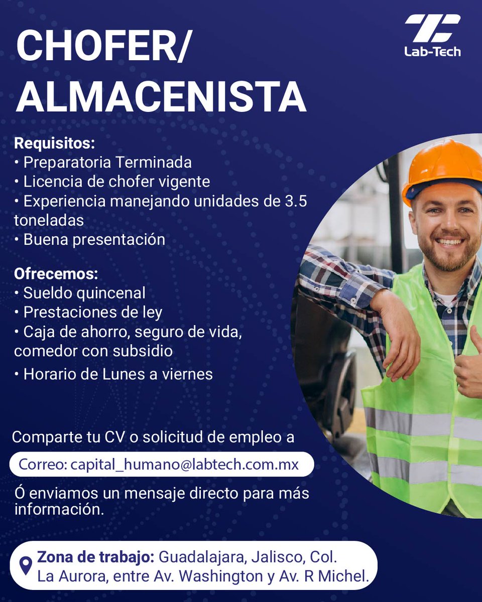 LabTechMexico's tweet image. 📢Te estamos buscando📢 Tenemos una vacante en Guadalajara.