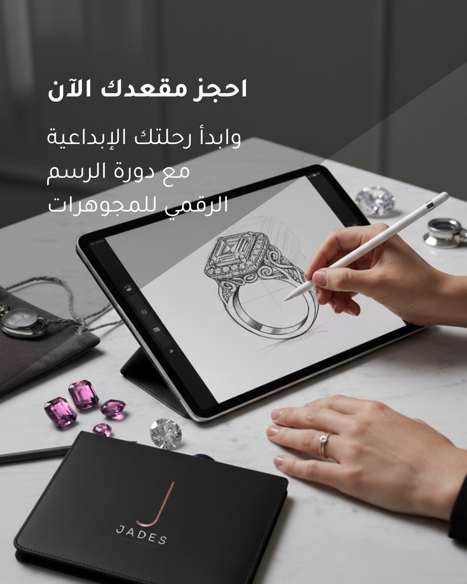 jades_platform's tweet photo. ▪️سجّلِ مقعدك الان وخليك جزء من رحلتنا الابداعيه لتصميم المجوهرات .. من خلال دورات الرسم الرقمي الاساسي والمتقدم ✨.. 

للتسجيل من خلال الموقع الالكتروني في البايو .. https://t.co/qMinnJgxac