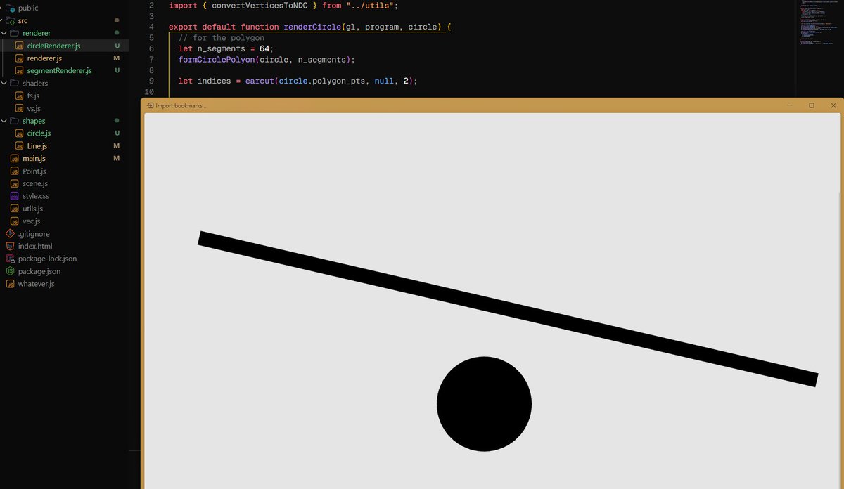 sibaiisaac's tweet image. Coolest thing about programming: you can just open the editor and write stuff…here’s a circle with webGL