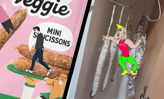 raphael_steiger's tweet photo. Virgin préparation végé qui moisie au dehors du frigo
vs
Chad saucisson qui se bonifie une semaine complète dans mon placard au camp d'été du MJCF https://t.co/ZZkpqT08Ta