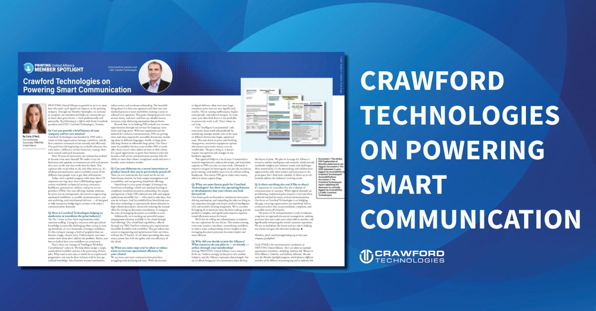 Crawford Technologies is reshaping print and communications with intelligent workflow consolidation—streamlining processes, reducing errors, and boosting efficiency.

See how innovations like SmartSetup and AccessibilityNow are changing the game ➡️ bit.ly/4ofvelo