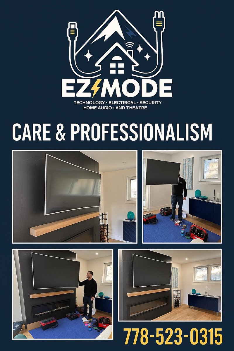 EZModeAV's tweet image. We didn’t build the wall—but we made sure this TV looks flawless on it!

At EZ Mode, we treat your home with the same care and respect as our own.

📞 Call us today: 778-523-0315

EZ Mode – Electrical • Networking • Audio/Visual • Security

#EZMode #HomeAudio #AVSolutions