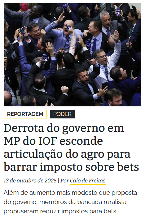 cfpaes's tweet photo. sabia que teve gente influente na bancada ruralista (@fpagropecuaria ) trabalhando pra salvar as bets de novos impostos???
te conto mais desse lado oculto da derrubada da MP do IOF lá na @agenciapublica 
https://t.co/q9beZ4MiDJ https://t.co/LTcx2ksEqM