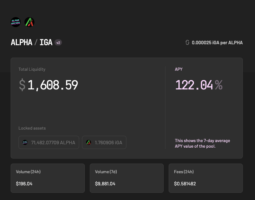 iGetAlgo's tweet image. Two solid projects yielding some serious APY! 📈
$iGA x $ALPHA @AlphaArcade69
👉 app.tinyman.org/pool/TMDOPNC5E…