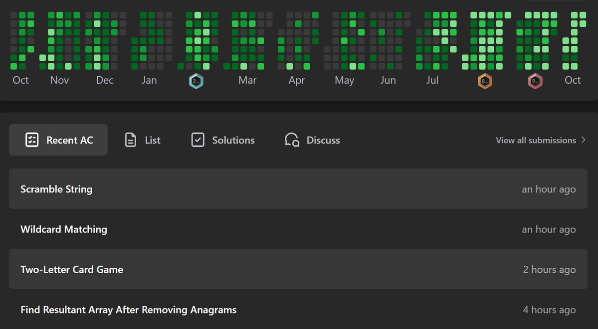 SwaDotDev's tweet image. Day [47/ 100] of #100daysofcode
DSA:
- Solved POTD
- Solved 3 string problems (2 med, 1 hard)
- started revising graphs

DEV:
- Continued backend
- HTTP status codes
- Installed and set up MongoDB
- Continued building project

#buildininpublic #LeetCode #dsa #javascript