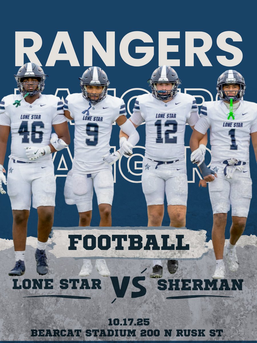 🚨🚨🚨We're back!🚨🚨🚨

It is Game Week! 

We will see you in Sherman at Bearcat Stadium on Friday at 7 PM. Stop at MGs and get a burger on the way in!