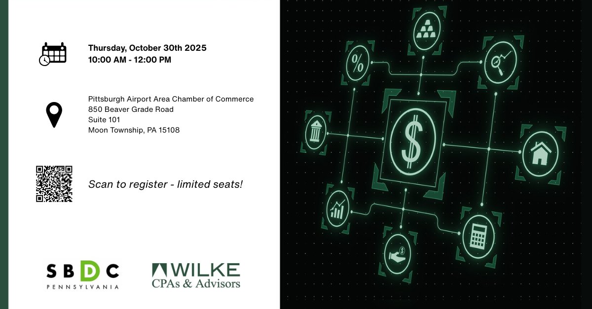 Clean books. Clear decisions. 

Oct 30, 10–12 • Moon Twp. Duquesne SBDC QuickBooks session with Wilke partner, Valerie Kalkowski, CPA. 

Scan the QR to register.

#QuickBooks #SmallBusiness #Pittsburgh