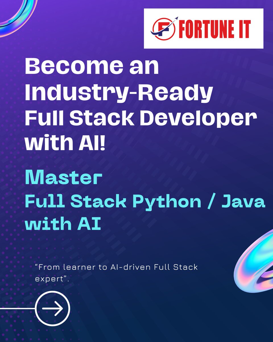 FortuneIT98's tweet image. Transform Your Future with Full Stack + AI!
Master Python & Java Full Stack Development with real-time projects, expert mentorship, and 100% placement assistance.
#FullStackDeveloper #PythonFullStack #JavaFullStack #AIIntegration #CareerReady #FortuneIT #LearnToCode #TechCareers