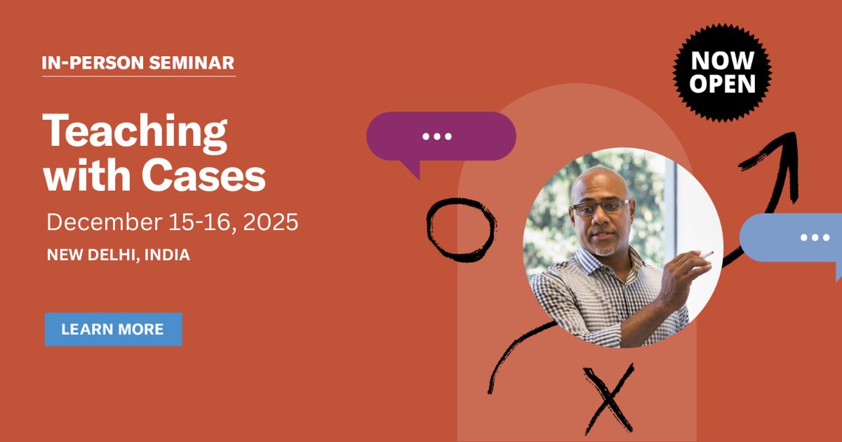 Harvard Business Publishing Education (@harvardbizedu) on Twitter photo Join us in New Delhi, India for this Teaching with #Cases #seminar on December 15-16, 2025.
Hosted by <a href="/aimaindia/">All India Management Association</a>, learn from <a href="/HarvardHBS/">Harvard Business School</a> Professor V.G. Narayanan on how to refine your case teaching & discussion #leadership skills: web.cvent.com/event/a6861095… Join us in New Delhi, India for this Teaching with #Cases #seminar on December 15-16, 2025.
Hosted by <a href="/aimaindia/">All India Management Association</a>, learn from <a href="/HarvardHBS/">Harvard Business School</a> Professor V.G. Narayanan on how to refine your case teaching & discussion #leadership skills: web.cvent.com/event/a6861095…