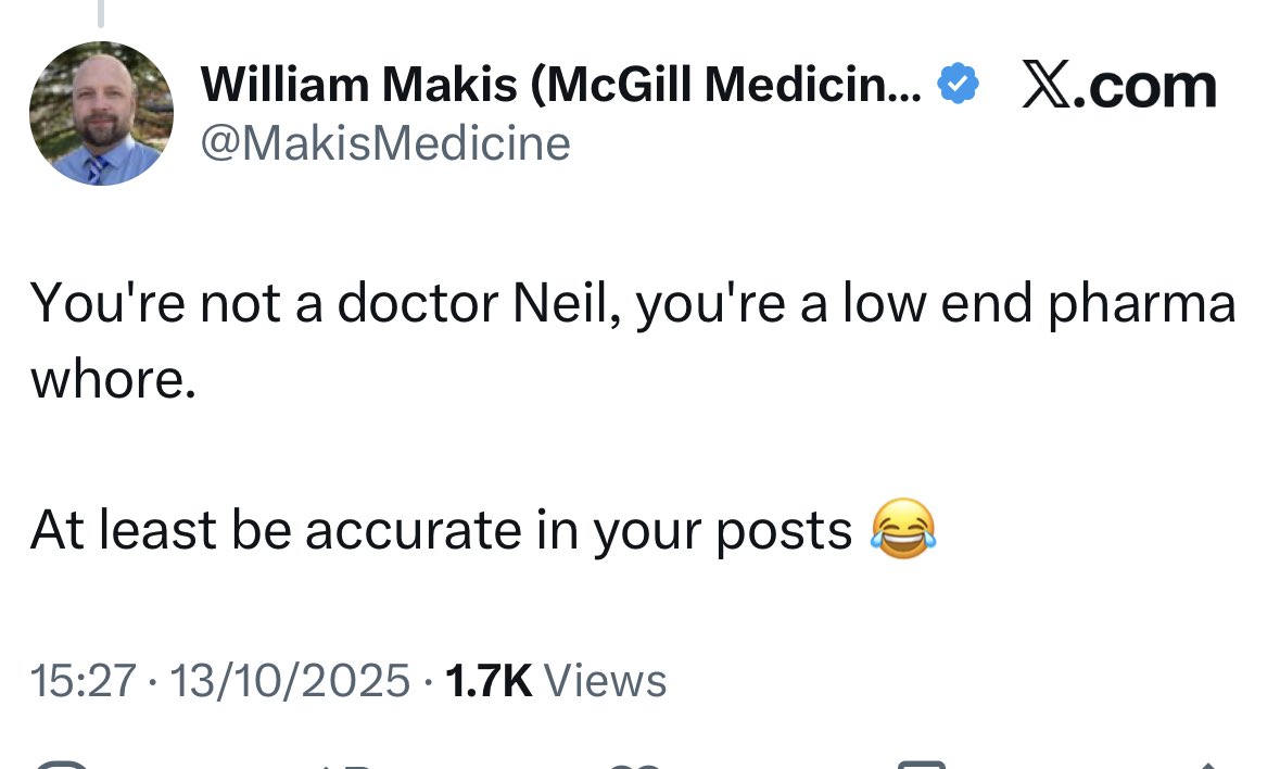 The irony being that I literally am a doctor and he is not