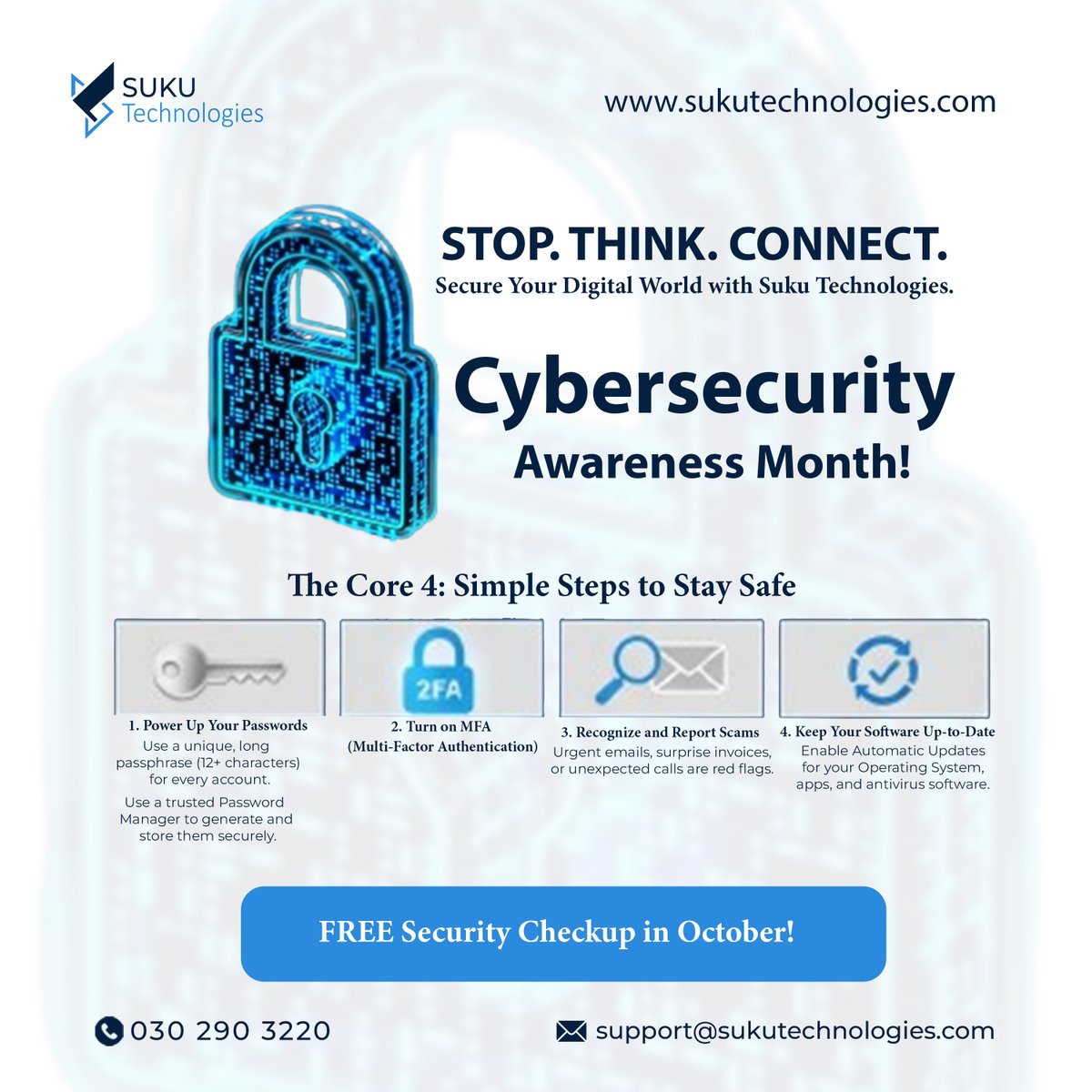 sukutech_'s tweet image. Protect your business from data breaches, phishing attacks, and online threats before they strike.
Suku Technologies has the secure, modern solutions to keep your systems, data, and people safe.
Let's secure your future.
Visit: sukutechnologies.com
#cybersecuritysolutions