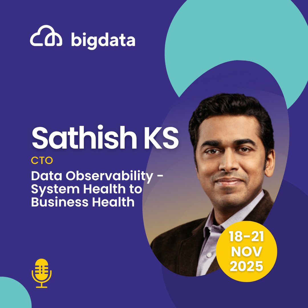 BigDataConfEU's tweet image. Meet Sathish KS, CTO of Zeotap, at Big Data Europe 2025!
Discover how Data Observability links system health to business impact. Learn about Data Downtime, customer-centric Data SLAs, and AI-driven observability. Boost trust, cut costs, and drive growth!
👉bigdataconference.eu