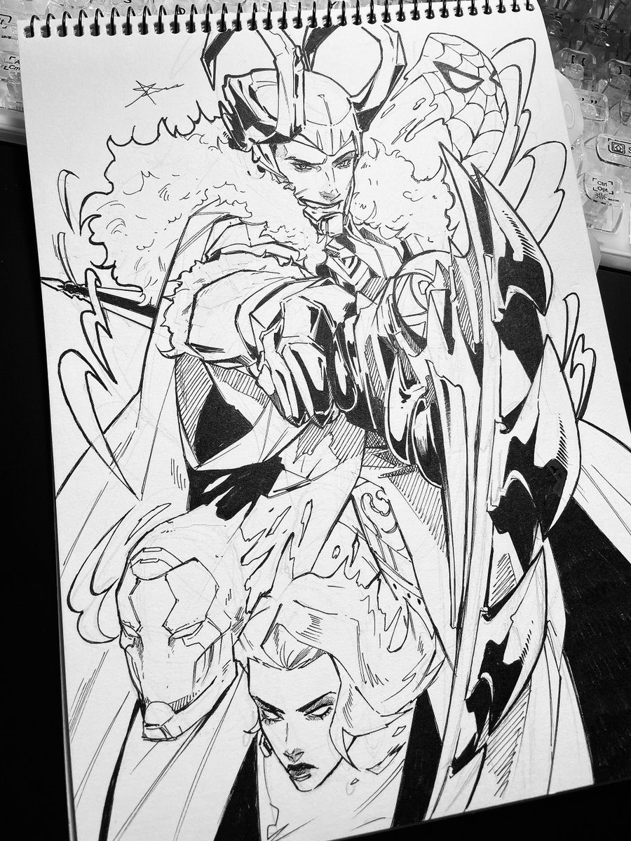 ハーレイクインとロキです。アナログ難しい…🥲