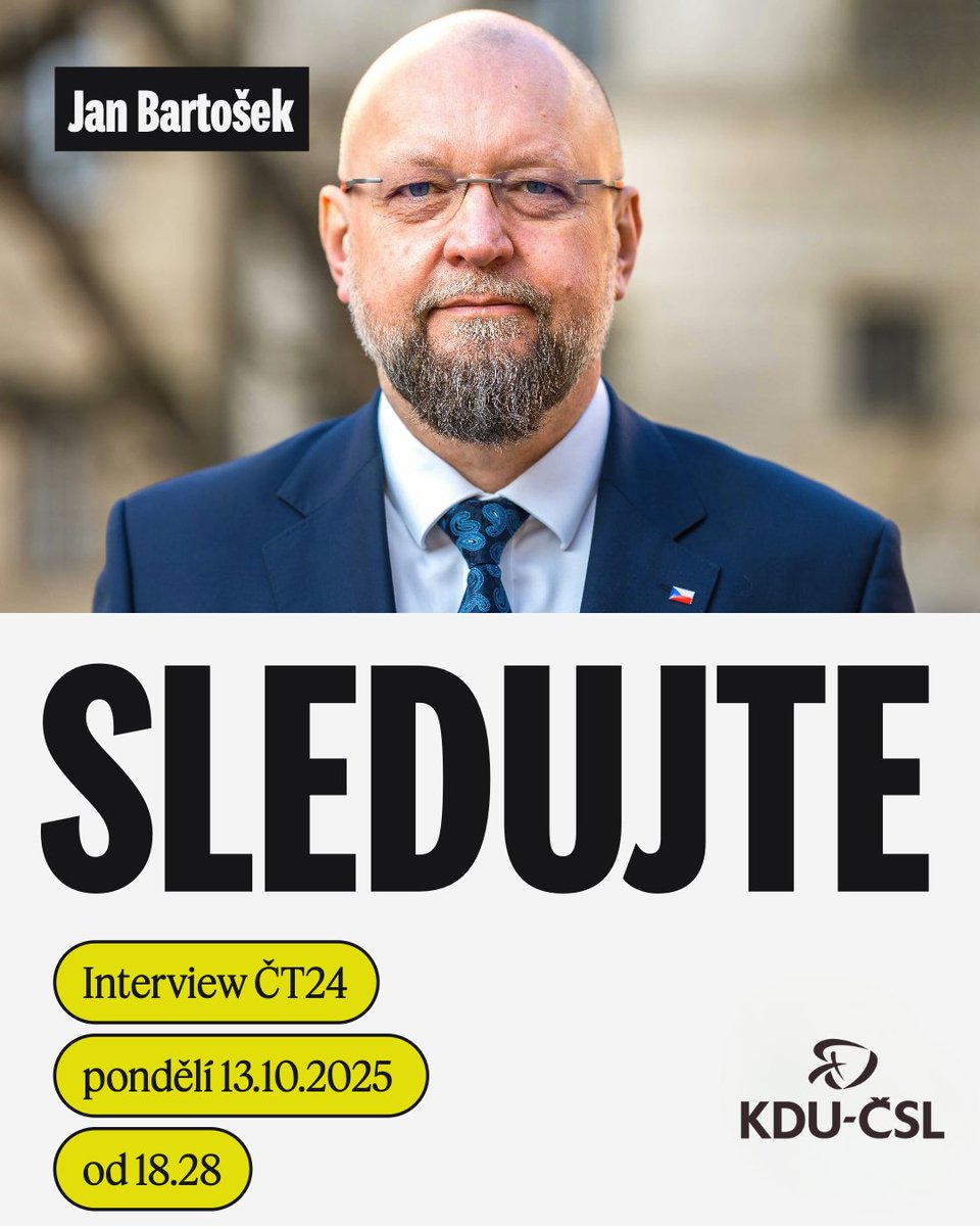 KDU-ČSL (@kducsl) on Twitter photo 📺Sledujte dnes <a href="/Interviewct24/">Interview ČT24</a> s naším poslancem <a href="/honzabartosek/">Jan Bartošek</a>.
📌Téma: Bude opozice silnou protiváhou vznikající koalice?
👉Začínáme v 18.28 na ČT24! 📺Sledujte dnes <a href="/Interviewct24/">Interview ČT24</a> s naším poslancem <a href="/honzabartosek/">Jan Bartošek</a>.
📌Téma: Bude opozice silnou protiváhou vznikající koalice?
👉Začínáme v 18.28 na ČT24!
