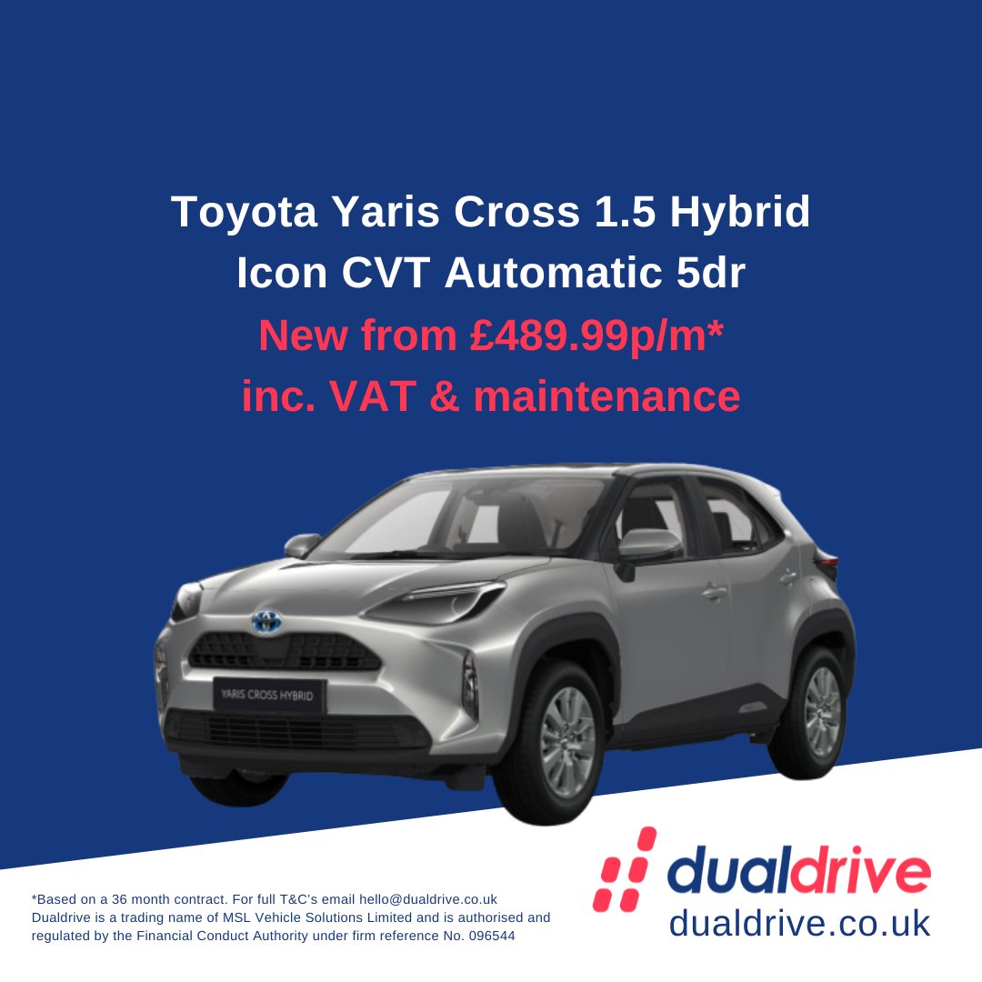 Dualdrivelease's tweet image. Say hello to the Toyota Yaris Cross 1.5 Hybrid Icon CVT Automatic! It’s reliable, efficient, and packed with features your learners will love! For full T&amp;amp;Cs -  hello@dualdrive.co.uk
#dualcontrol #DrivingInstructorLife #DrivingInstructors #DrivingInstructor #LeaseDeals #Dualdrive