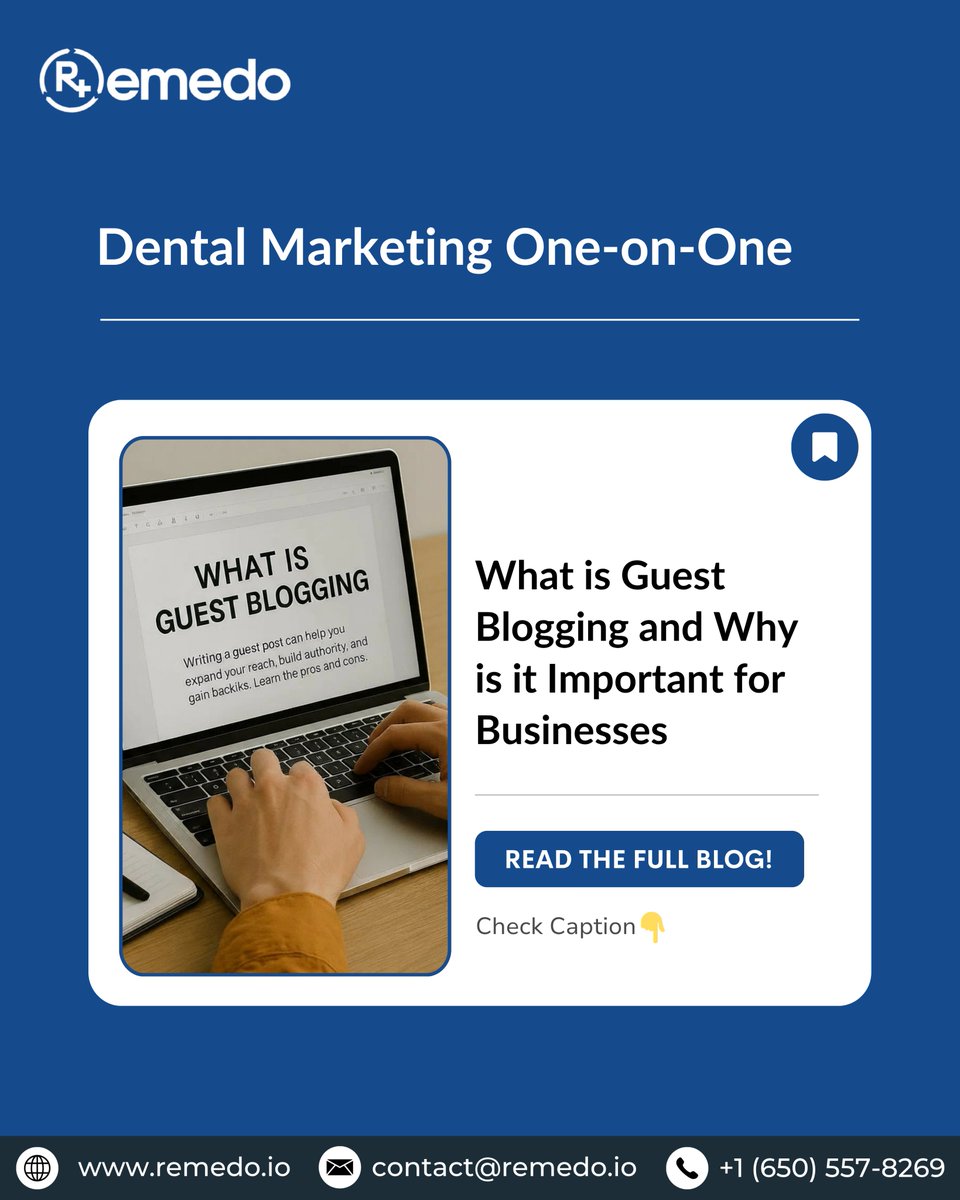 remedo_io's tweet image. 💡 What is Guest Blogging and Why is it Important for Businesses
At first glance, guest blogging might seem like nothing....
👉 Read the full blog: rebrand.ly/cqkbri9
.
#GuestBlogging #ContentMarketing #DigitalGrowth #SEOForDentists #DentalMarketingTips #Remedo