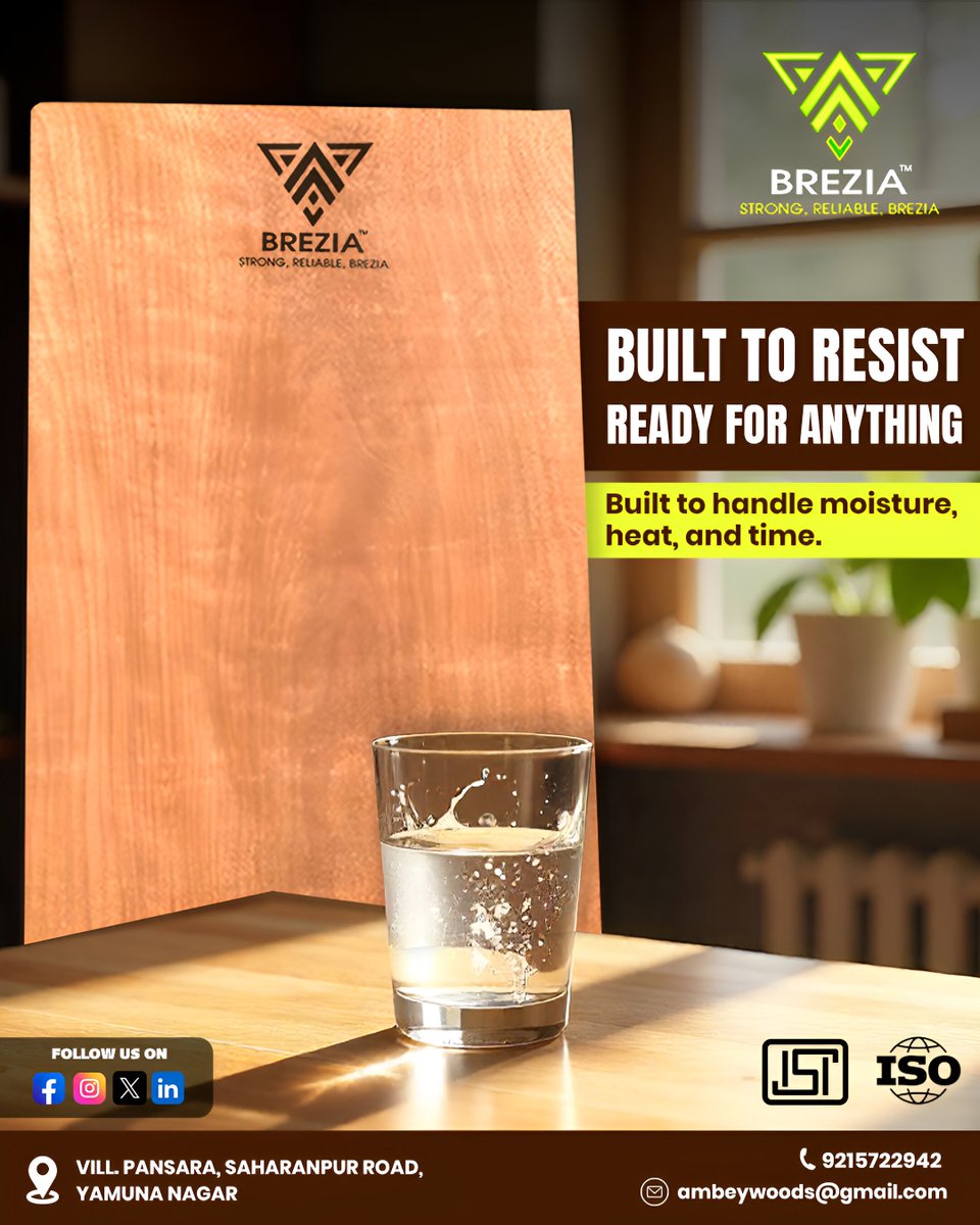 AmbeyWoods's tweet photo. Strength that stands the test of time. 💪
From heat to humidity — Brezia Plywood stays strong, reliable, and ready for anything. 🌿✨
Because true quality doesn’t just last, it resists everything.

#BuiltToResist #BreziaWoods #StrongReliableBrezia #PlywoodPerfection https://t.co/jTlEGGBYQe