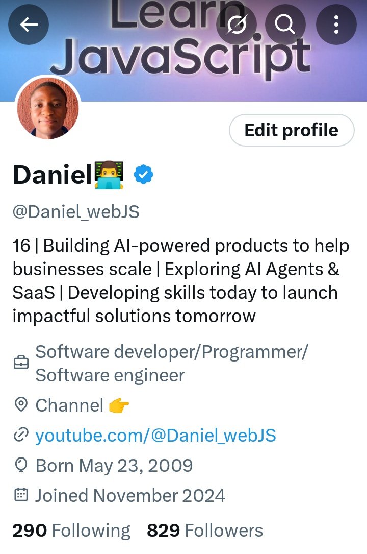 Daniel_webJS's tweet image. Hoping to get to my first 1k this Month 🙏