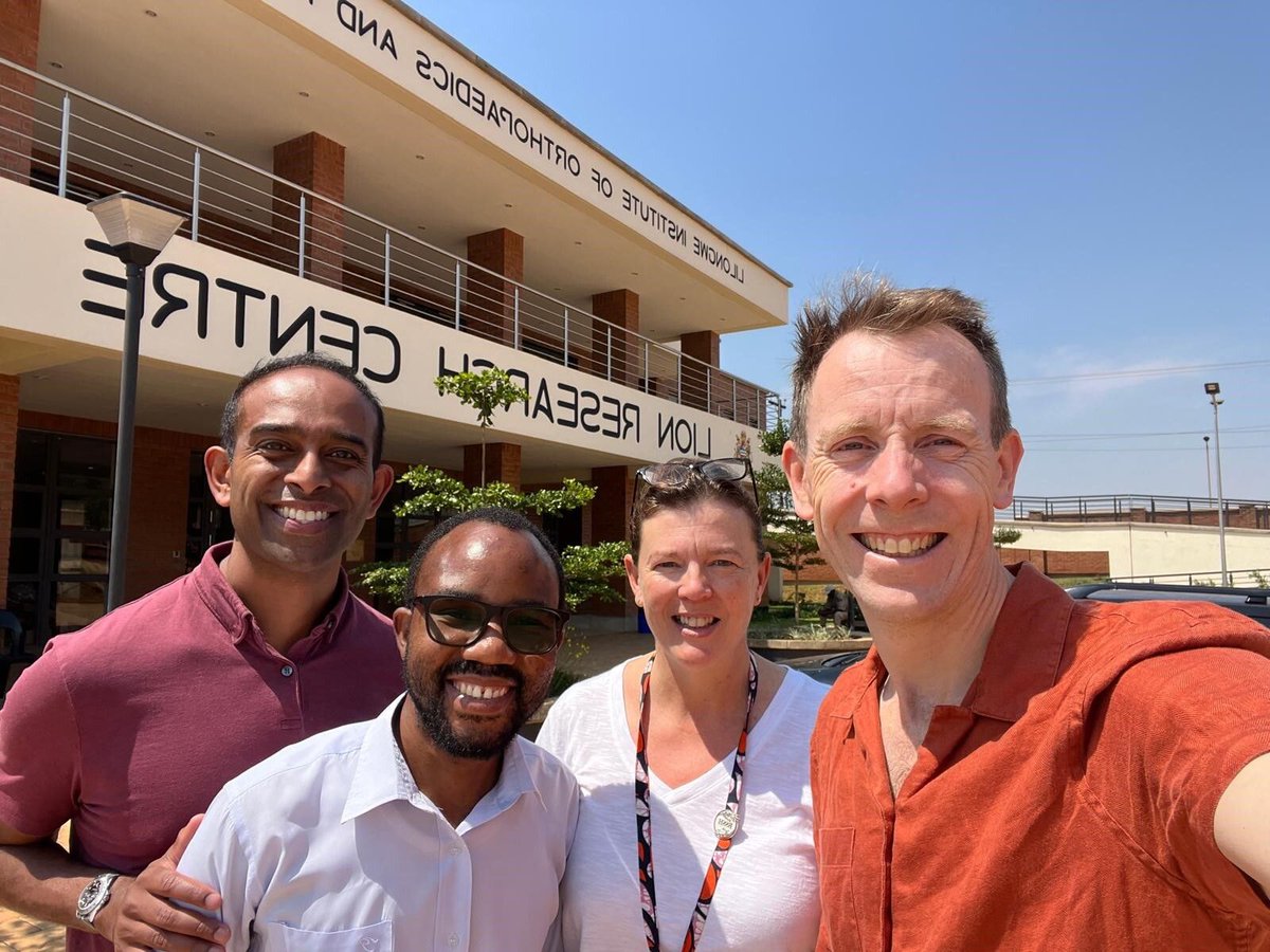 Will Mason, Kate Owers, Chrish Mariathas (all BSSH/AO faculty) with Haules Zaniku, Manager of the newly opened LION Research and Teaching Centre in Malawi. The BSSH AO Alliance Hand fixation Course is privileged to be the first event held at the newly built education facility.