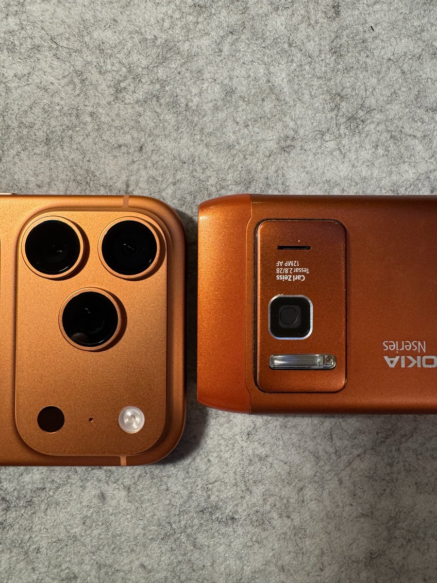 adityasinghvi's tweet photo. Here’s the OG Orange N8 alongside the new Cosmic Orange iPhone 17 Pro. https://t.co/wcqNmxSGjS