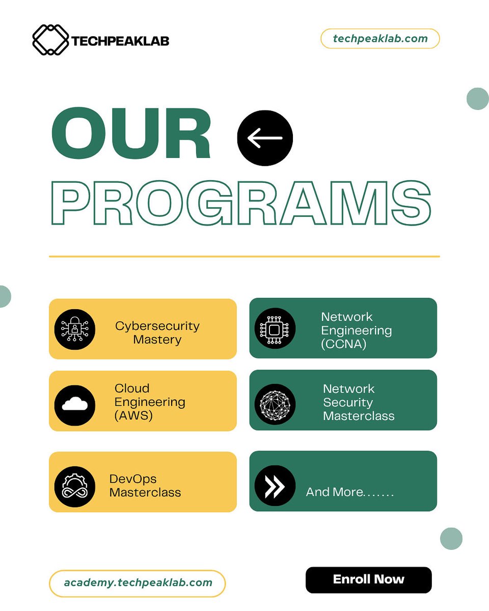 TechPeakLab's tweet image. You don’t just need another tech course.
You need a place that helps you think, build, and grow
That’s what we do at TechPeak Lab turning curiosity into skill, and skill into opportunity.
Enroll here: academy.techpeaklab.com
#Cybersecurity #Cloud #DevOps #Networking #TechCareer