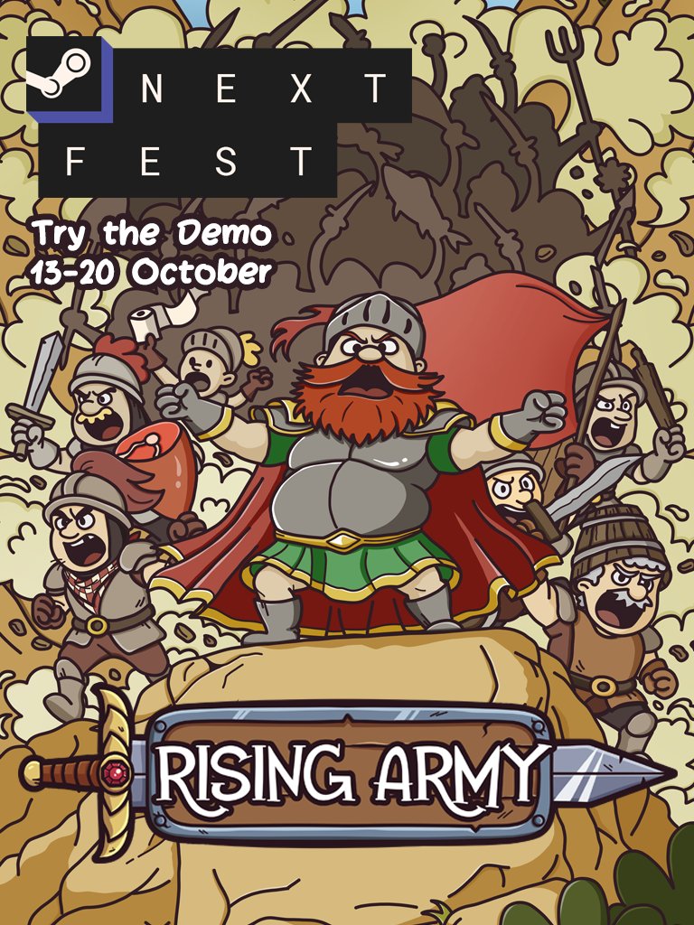 Try Rising Army Demo at Steam Next Festival ⚔️

store.steampowered.com/app/2999050/Ri…

#indiegame #SteamNextFest #gamedev #indiegamedev #GodotEngine #Godot #indiegames