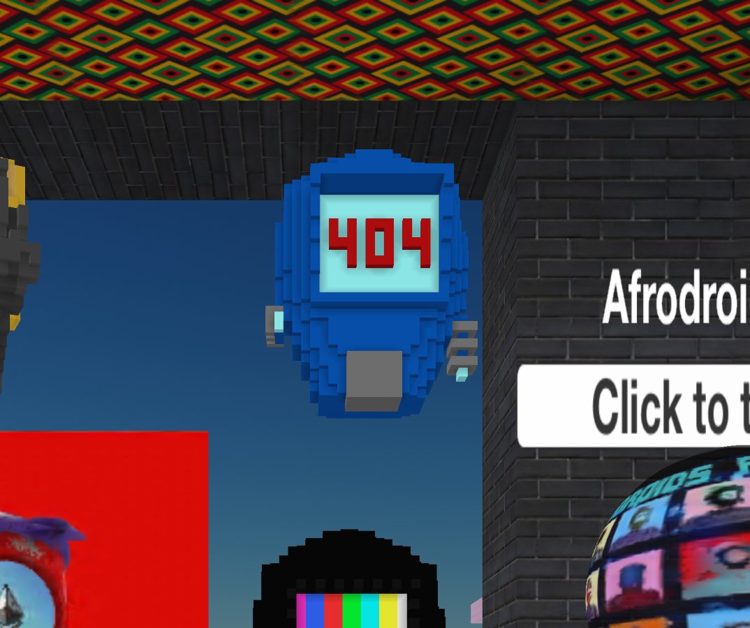 Checkout '404 Afrodroids' by @Afrodroids in the, “AfroDroids Wearable” collection at our <a href="/cryptovoxels/">Cryptovoxels</a> location using the link below!

voxels.com/play?coords=W@…
💥no login required!
💥access with a computer, phone, or VR headset!

#African #AR #afrocentric #NFT #art #afrofuturism