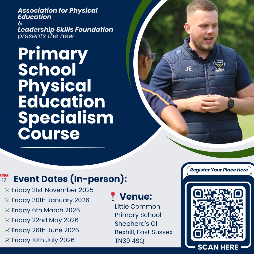🎓 Last Few Spaces Remaining!

Don’t miss your chance to join the Primary School Physical Education Specialism Course, designed to enhance your PE teaching skills.

📍   Little Common Primary School, East Sussex
🗓  Starts 21st November 2025
🔗Register now: