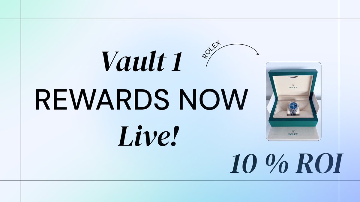 _Arkefi's tweet photo. ArkeFi Vault Rewards Are Now Live!
 Our first vault cycle has matured and rewards are ready to claim.

Vault 26 Results: - Asset: Rolex Datejust 41 - Base ROI: 5 % (120% APY- 25 days) - Boosted APY: 10 % (60% APY for 20 K + RKFI holders) - Status: 100 % filled ✅

Congrats to all participants! Vault 27 is coming soon.

Learn more about vault mechanics, fees & rewards 👇

https://t.co/D4C2AT8CI6

$RKFI