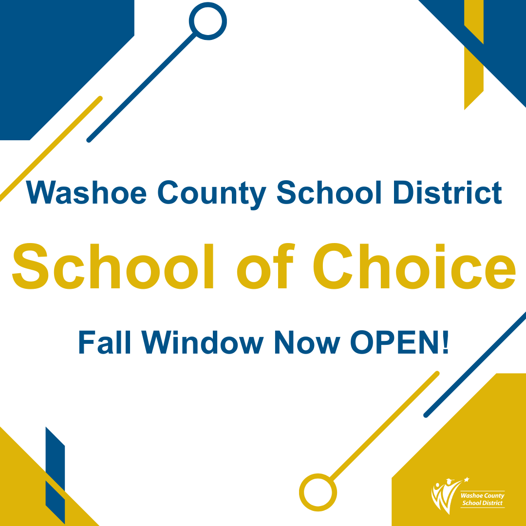 WashoeSchools's tweet photo. 🎓 The Fall School of Choice window is now OPEN until October 24 at 5 p.m. This is the best chance for your child to attend the school of their choice in the 2026-2027 school year! Click here: https://t.co/gM0rsh9enp to apply today!💙 #WeAreWCSD https://t.co/TMyliPqus2