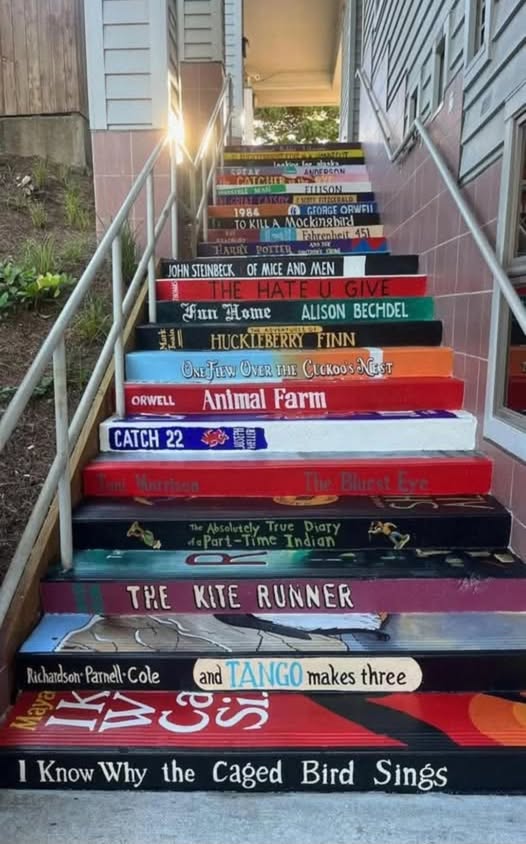 Banned books staircase.