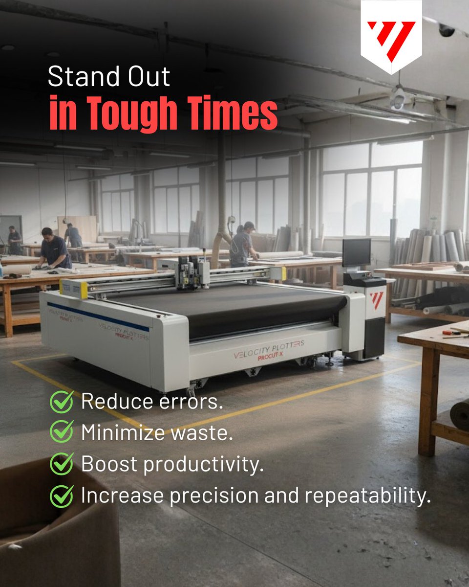 velocitplotters's tweet image. 💡 Standing Out in Challenging Times Is Possible
When costs rise and competition gets tougher, efficiency becomes your best advantage.
With the ProCut X, you can reduce errors, minimize waste, and optimize production.