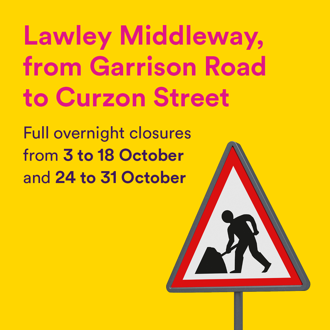 WMRoads's tweet image. #ONGOING ROADWORKS

🚨 Planned HS2 works on Lawley Middleway until 31  October 2025.

🚧 Between Garrison Road and Curzon Street, will be closed overnight from 10pm to 6am on these dates.

✅ Signed diversion will be in place – plan ahead to minimise disruption to your journey.
