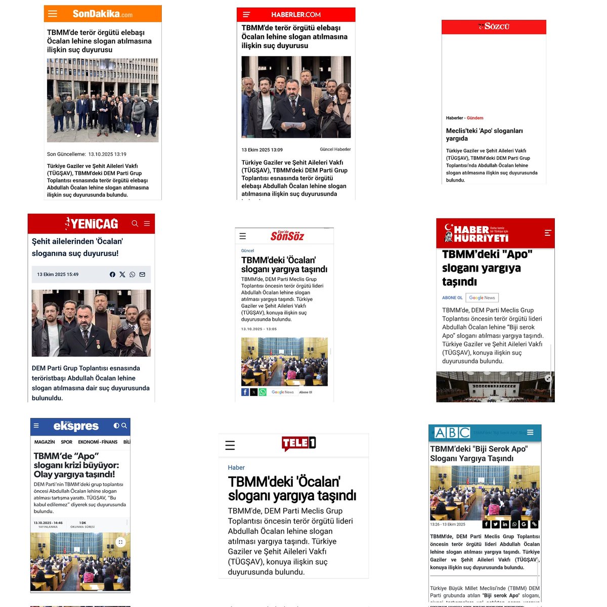 Genel Başkanımız Gazi <a href="/lokman_aylar/">Gazi Lokman Aylar</a>;

"DEM Parti mensuplarının Meclis kürsüsünü ve sıralarını terör propagandasına dönüştürmesi, hiçbir demokratik zeminde kabul edilemez. Bu, ifade özgürlüğü değil, binlerce vatan evladının canına kasteden bir terör örgütüne methiyeler düzerek,