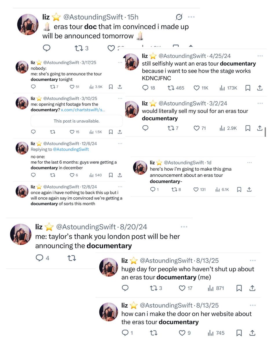 AstoundingSwift's tweet image. huge day for people that haven't shut the fuck up about an eras tour documentary for 2 years (me)