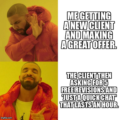 virtuoone's tweet image. &quot;We all love landing a new client... until the &apos;quick chats&apos; and endless revisions begin! 😅 Anyone else relate? Sound off in the comments! 👇 #AIProblems #ClientLife #AgencyLife #AISolutions #TechHumor &quot;