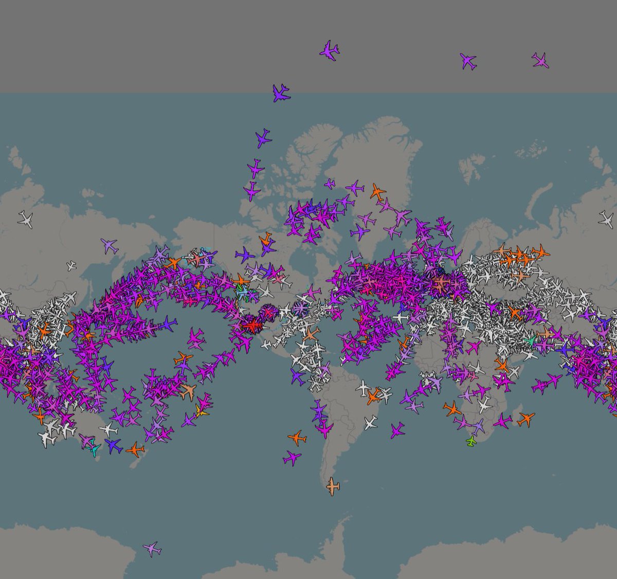 I love it when you see these aircraft fly off the map - the great circle is so clear here.
Got so many hardware upgrades in store for the site. But winter is coming....
tbgmap.airframes.io