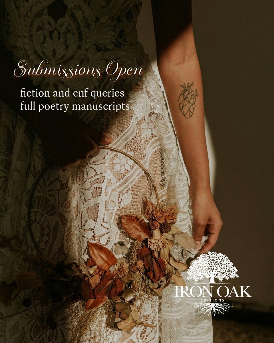 Iron Oak Editions seeks fiction and CNF queries and full poetry manuscripts.

Submission guidelines at the link below:

buff.ly/CWQR6Or

#writingcommunity
