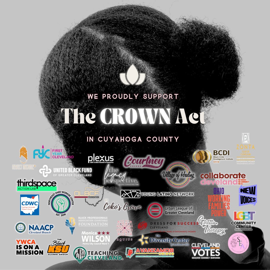 WorkEnlightened's tweet image. Hair is heritage. Hair is identity. 

Join us at the Cuyahoga County Chambers @ 4.30pm to support #TheCROWNAct. Discrimination has no place in our housing, workplaces, or communities!

#CuyahogaCROWN #WorkEnlightened #ProjectNoirCLE