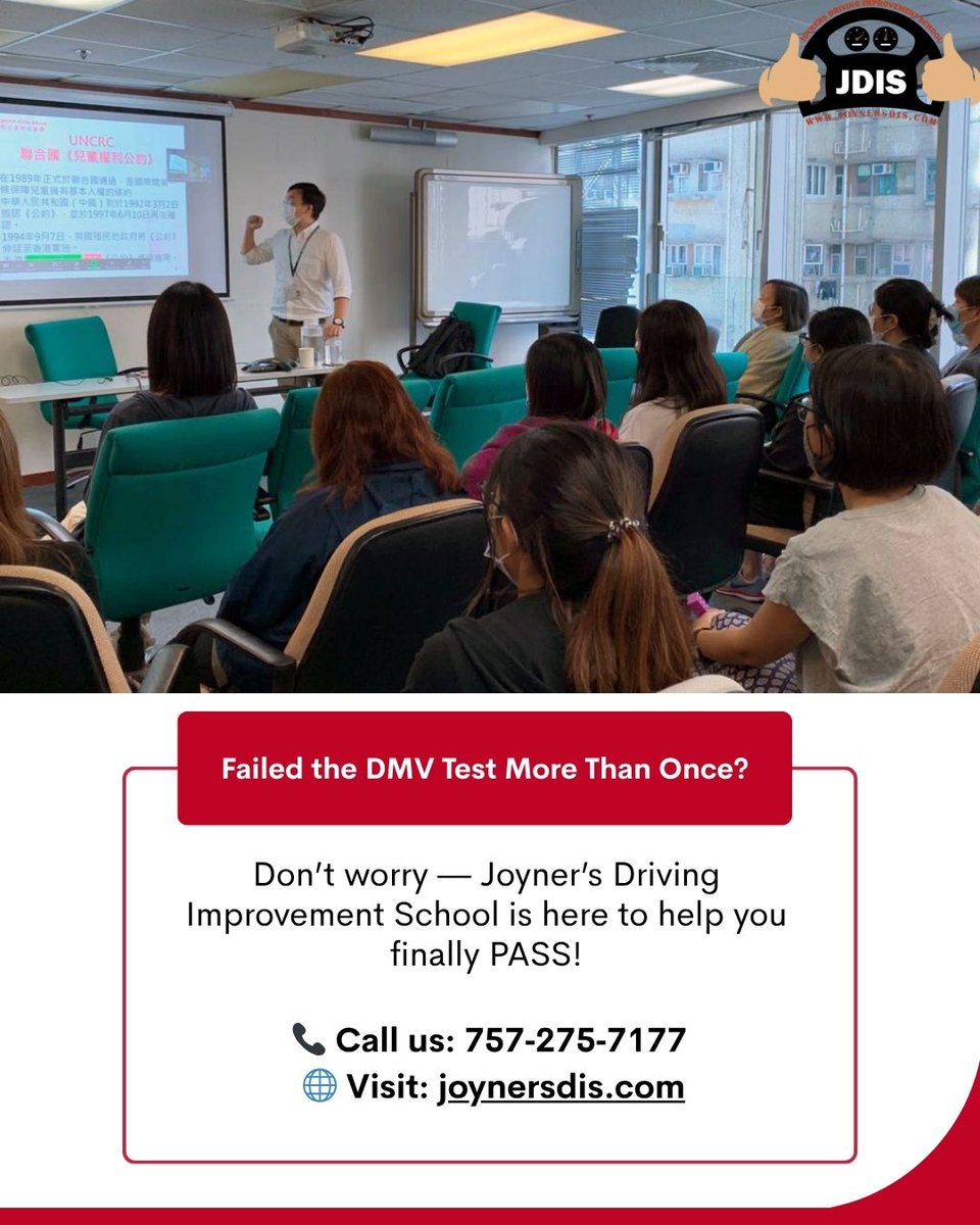 Jdrivingschool's tweet image. Joyner’s Driving Improvement School teaches exact skills Virginia requires after 3 failed attempts. 🚦

📞757‑275‑7177
🌐 joynersdis.com

#JoynersDrivingSchool #DMVTest #DriverImprovement #DrivingSchoolNearMe #BehindTheWheel #DrivingLessons  #DrivingCourses