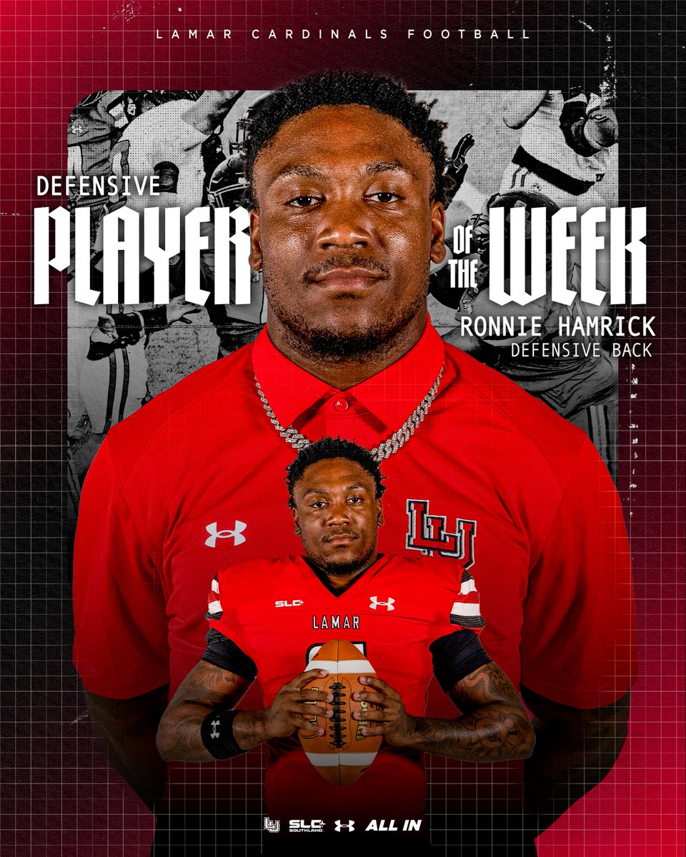 🚨DEFENSIVE PLAYER OF THE WEEK🚨

Ronnie Hamrick II accounted for 7 tackles, 1.5 TFLs, &amp; the TD fumble recovery on the final play of the game to seal the Cards victory. 

#ALLIN | #PeckEmCards