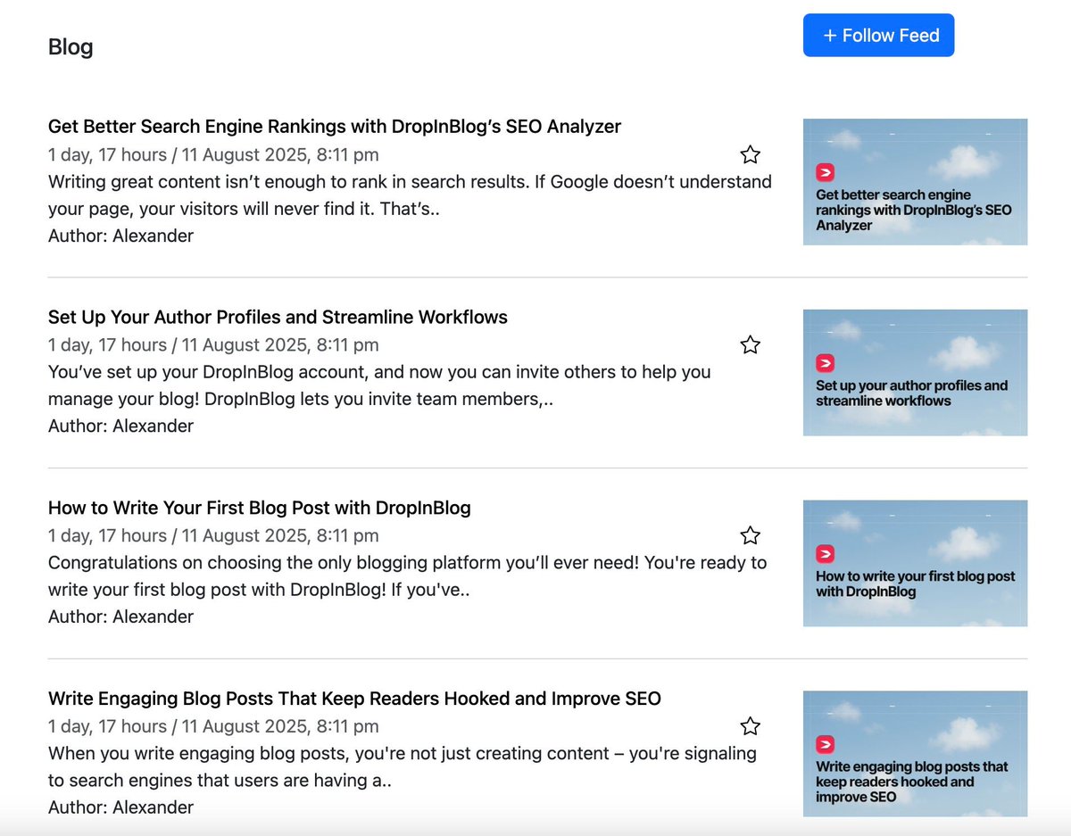 DropInBlog (@dropinblog) on Twitter photo Want to automate your posts into your social calendar?
RSS to the rescue!
➞  Settings  ➞ Social Feeds (RSS) Want to automate your posts into your social calendar?
RSS to the rescue!
➞  Settings  ➞ Social Feeds (RSS)