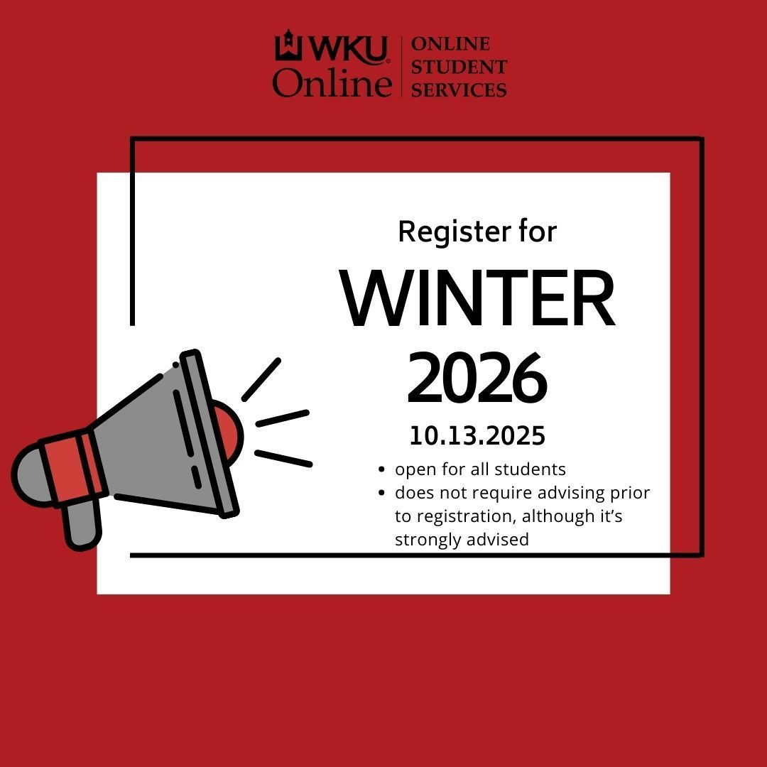 The Winter Term for 2026 kicks off today! You can sign up via Topnet! Discover more details at: wku.edu/winter/ #WKU #WKUOnline