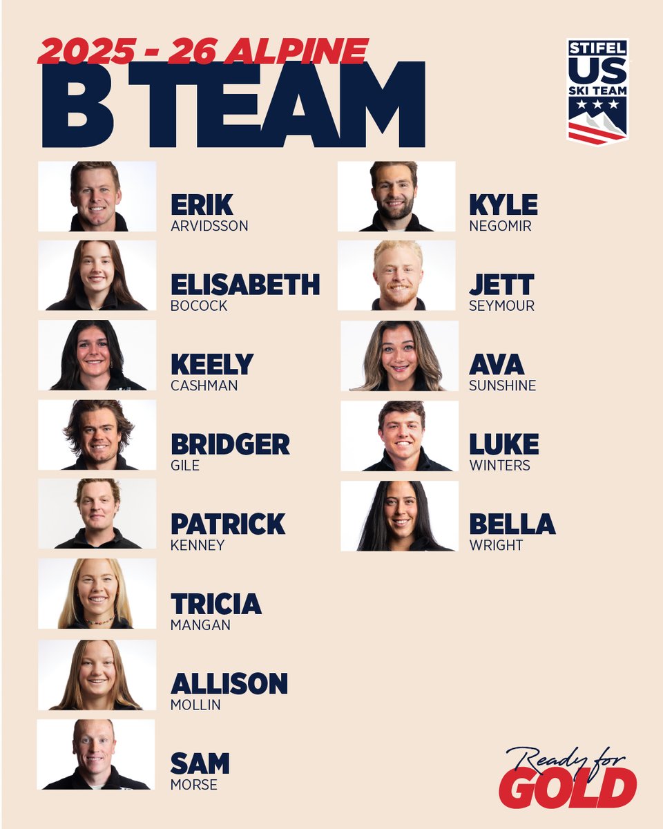 usskiteam's tweet photo. The wait is over ⌛️ Introducing your 2025-26 Stifel U.S. Alpine Ski Team 🇺🇸 @Stifel #stifelusskiteam #readyforgold https://t.co/V6yuAC2lQO