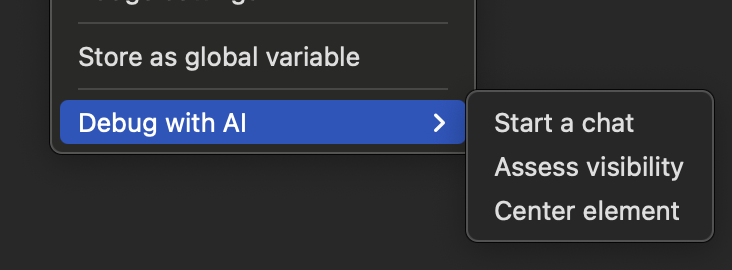 it's hilarious that "Center element" is a primary option in Chrome dev tools "Debug with AI" menu. like, is it a joke? a meme? or a plurality of dev tool AI use is "how do i center this div?" rofl
