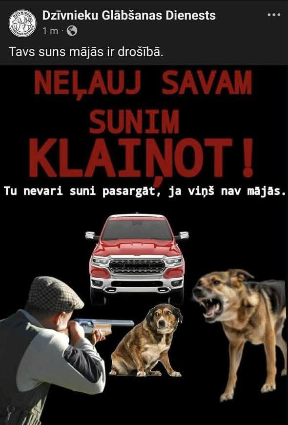 Kā dienests, kurš sevi nosaucis par dzīvnieku glābējiem, var radīt un publicēt šādu plakātu?