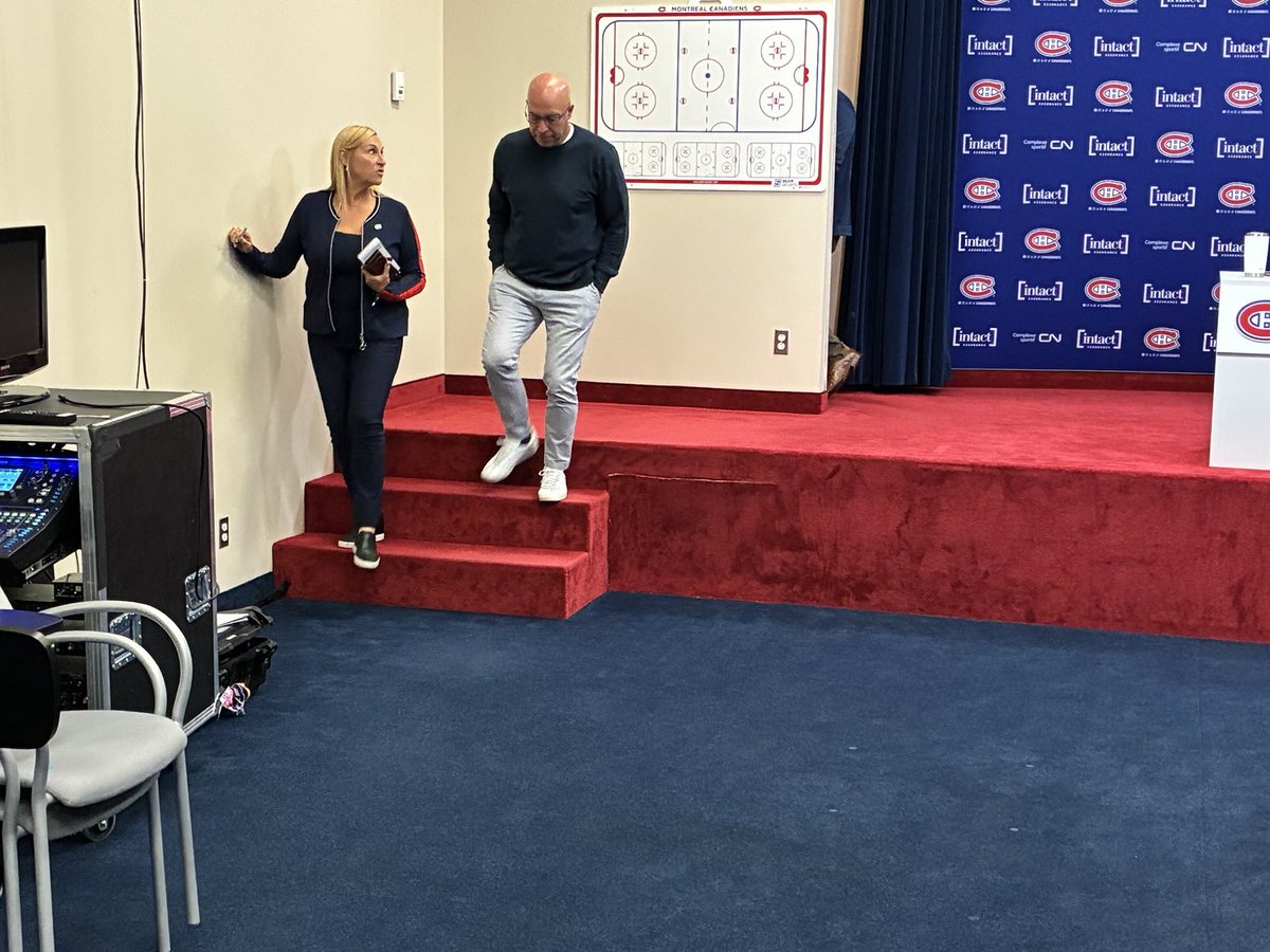 GM Kent Hughes arrives to speak with media about Lane Hutson’s new contract #Habs 