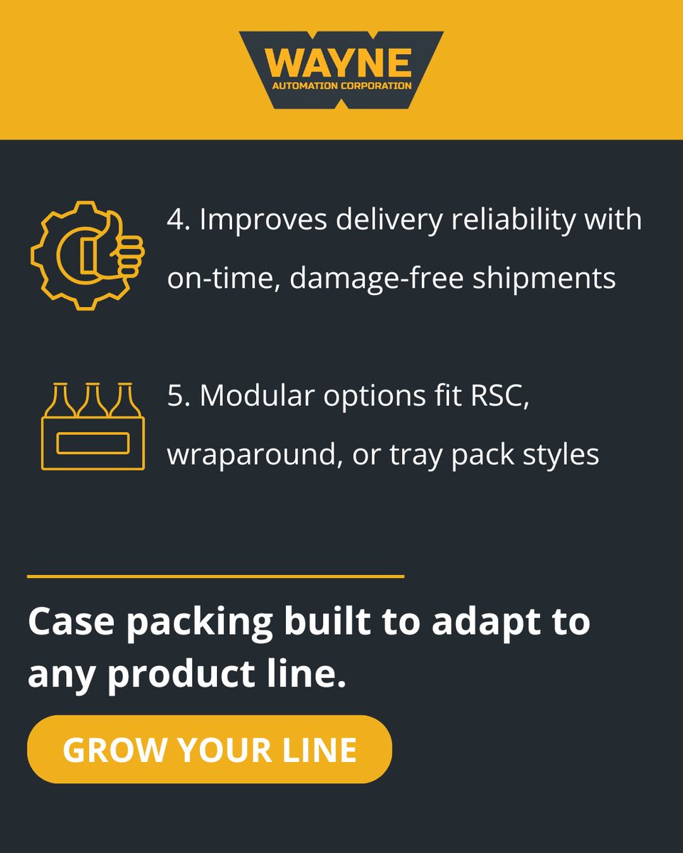 AutomationWayne's tweet image. Every product line is different. Modular case packing machines adapt to new SKUs, pack styles, and demand—giving you flexibility without slowing production.

hubs.ly/Q03LMHq50
#CasePacking #FlexibleAutomation