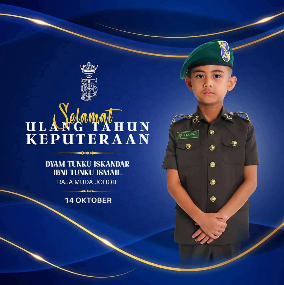 Selamat Ulang Tahun Keputeraan kepada DYAM Tunku Iskandar Ibni Tunku Ismail, Raja Muda Johor.

Duli Yang Amat Mulia Tunku Mahkota Ismail, Pemangku Sultan Johor

———

Happy Birthday HRH Tunku Iskandar Ibni Tunku Ismail, Raja Muda of Johor.

His Royal Highness Tunku Ismail, The